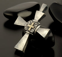 Men's Sterling Silver Cross Pendant, 14K Gold Cross Necklace, Christian Jewelry, P-139