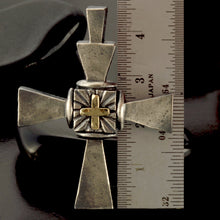 Cross Pendant Silver and 14K Gold Handmade, Handmade Pendant, Cross Jewelry, P-139