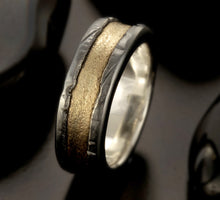Man Gold Band, Silver & 14K solid Gold, Man Woman Wedding Ring, Anniversary Ring,  RS-1404