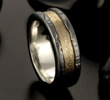 Man Gold Band, Silver & 14K solid Gold, Man Woman Wedding Ring, Anniversary Ring,  RS-1404
