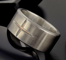 Men's Sterling Silver & Copper Wedding Band, Rustic Wide Ring, RS-1405