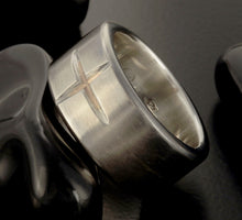 Men's Sterling Silver & Copper Wedding Band, Rustic Wide Ring, RS-1405