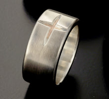 Men's Sterling Silver & Copper Wedding Band, Rustic Wide Ring, RS-1405