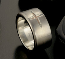 Men's Sterling Silver & Copper Wedding Band, Rustic Wide Ring, RS-1405