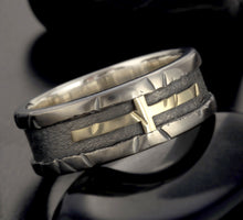 14K Gold Cross Ring, Sterling Silver Men's Wedding Band, Handmade Christian Ring, Gift for Him, RS-1408