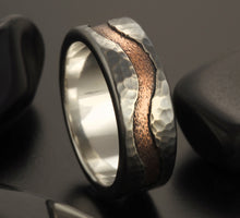 Handmade Sterling Silver & Copper Rustic Wedding Band for Men | Viking Ring | RS-1410