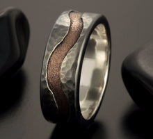 Handmade Sterling Silver & Copper Rustic Wedding Band for Men | Viking Ring | RS-1410