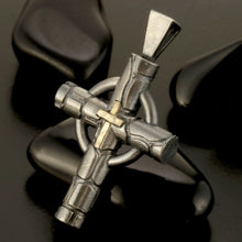 Unique Cross Pendant, Mens Cross Pendant Silver and 14K Gold Handmade,  Cross Sterling Silver Handmade Pendant, Cross Jewelry, P-141