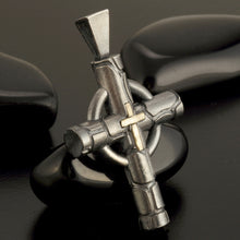 Unique Cross Pendant, Mens Cross Pendant Silver and 14K Gold Handmade,  Cross Sterling Silver Handmade Pendant, Cross Jewelry, P-141