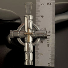 Unique Cross Pendant, Mens Cross Pendant Silver and 14K Gold Handmade,  Cross Sterling Silver Handmade Pendant, Cross Jewelry, P-141