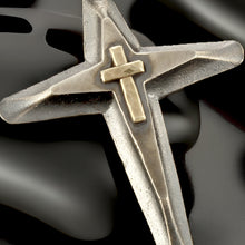 Handmade Sterling Silver & 14K Gold Cross Pendant for Men | Christian Necklace | P-145