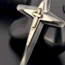 Handmade Sterling Silver & 14K Gold Cross Pendant for Men | Christian Necklace | P-145