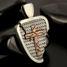 Handmade Sterling Silver & Copper Cross Pendant for Men | Christian Necklace | P-147