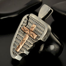 Handmade Sterling Silver & Copper Cross Pendant for Men | Christian Necklace | P-147