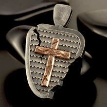 Handmade Sterling Silver & Copper Cross Pendant for Men | Christian Necklace | P-147