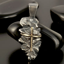 Unique Cross Pendant, Silver and 14K solid Gold Handmade Cross Pendant, Cross Jewelry, P-148