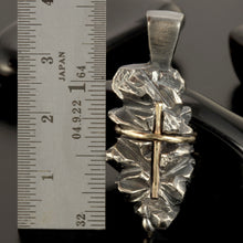 Unique Cross Pendant, Silver and 14K solid Gold Handmade Cross Pendant, Cross Jewelry, P-148