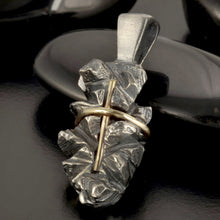 Unique Cross Pendant, Silver and 14K solid Gold Handmade Cross Pendant, Cross Jewelry, P-148
