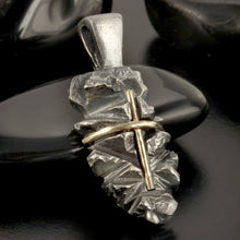 Unique Cross Pendant, Silver and 14K solid Gold Handmade Cross Pendant, Cross Jewelry, P-148