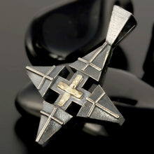 Handmade Jerusalem Cross Pendant in Sterling Silver & 14K Gold | Christian Necklace | P-151