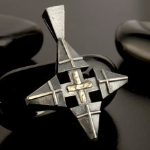 Handmade Jerusalem Cross Pendant in Sterling Silver & 14K Gold | Christian Necklace | P-151