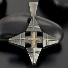 Handmade Jerusalem Cross Pendant in Sterling Silver & 14K Gold | Christian Necklace | P-151
