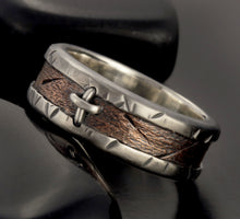 Men's Cross Wedding Band, Sterling Silver & Copper Ring, Rustic Christian Ring, RS-1256