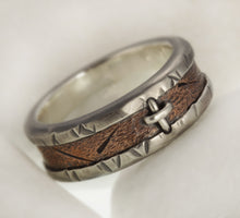 Mens ring, Silver & Copper, Silver cross Mens Ring, Unique Mens ring, Men Wedding Band, Unique Men Ring,  RS-1256