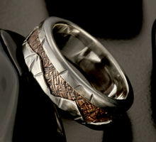 Rustic Mens Wedding Band, Sterling Silver & Copper Ring, RS-1192