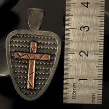 Religious Sterling Silver Cross Pendant, Men's Copper Accent Cross, Handmade Christian Jewelry Gift, Symbol of Faith - P-146