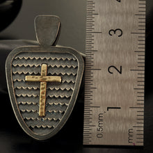 Sterling Silver 14K Gold Cross Pendant, Men's Protection Jewelry, Handmade Religious Gift - P-144