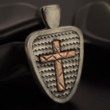 Religious Sterling Silver Cross Pendant, Men's Copper Accent Cross, Handmade Christian Jewelry Gift, Symbol of Faith - P-146