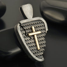 Unique Sterling Silver 14K Gold Cross Pendant, Distressed Antique Jewelry, Men's Necklace Charm, Handmade Religious Gift - P-150