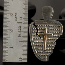 Unique Sterling Silver 14K Gold Cross Pendant, Distressed Antique Jewelry, Men's Necklace Charm, Handmade Religious Gift - P-150
