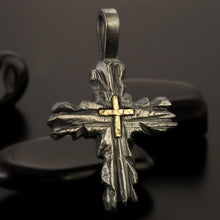 Mens Cross necklace, Silver and copper,P-125