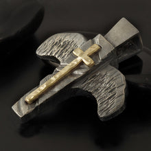 Handmade Orthodox Cross Pendant: 14K Gold & Sterling Silver P-136-G