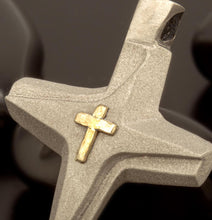 Cross Pendant, Silver and 14K solid Gold Handmade Cross Pendant, Symbol of Faith, Spiritual Christian Jewelry - P-161