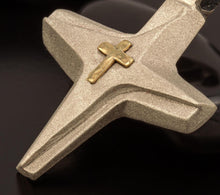 Cross Pendant, Silver and 14K solid Gold Handmade Cross Pendant, Symbol of Faith, Spiritual Christian Jewelry - P-161