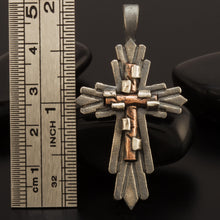Sterling Silver Copper Cross Pendant: Handmade Christian Jewelry - P-169