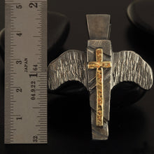 Handmade Orthodox Cross Pendant: 14K Gold & Sterling Silver P-136-G