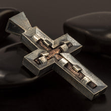 Sterling Silver Copper Accent Cross Pendant, Handmade Christian Jewelry  P-170