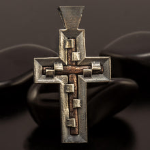 Sterling Silver Copper Accent Cross Pendant, Handmade Christian Jewelry  P-170