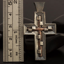 Sterling Silver Copper Accent Cross Pendant, Handmade Christian Jewelry  P-170