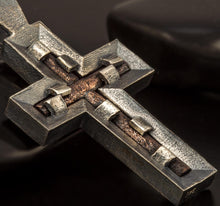 Sterling Silver Copper Accent Cross Pendant, Handmade Christian Jewelry  P-170