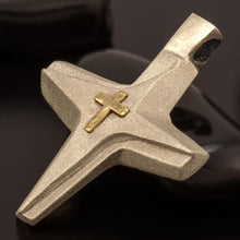 Cross Pendant, Silver and 14K solid Gold Handmade Cross Pendant, Symbol of Faith, Spiritual Christian Jewelry - P-161