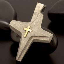 Cross Pendant, Silver and 14K solid Gold Handmade Cross Pendant, Symbol of Faith, Spiritual Christian Jewelry - P-161