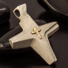 Cross Pendant, Silver and 14K solid Gold Handmade Cross Pendant, Symbol of Faith, Spiritual Christian Jewelry - P-161