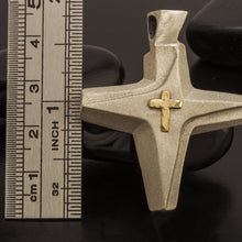 Cross Pendant, Silver and 14K solid Gold Handmade Cross Pendant, Symbol of Faith, Spiritual Christian Jewelry - P-161