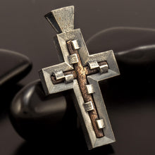 Sterling Silver Copper Accent Cross Pendant, Handmade Christian Jewelry  P-170
