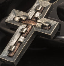 Sterling Silver Copper Accent Cross Pendant, Handmade Christian Jewelry  P-170